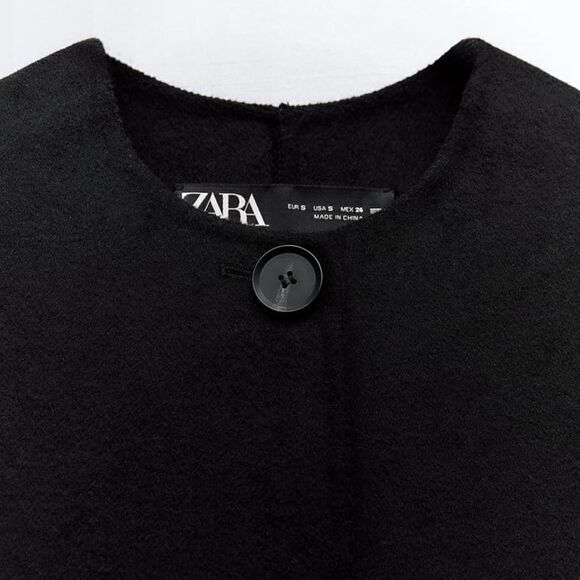 ZARA WOOL BLEND ROUND COLLAR COAT - Picture 8 of 9